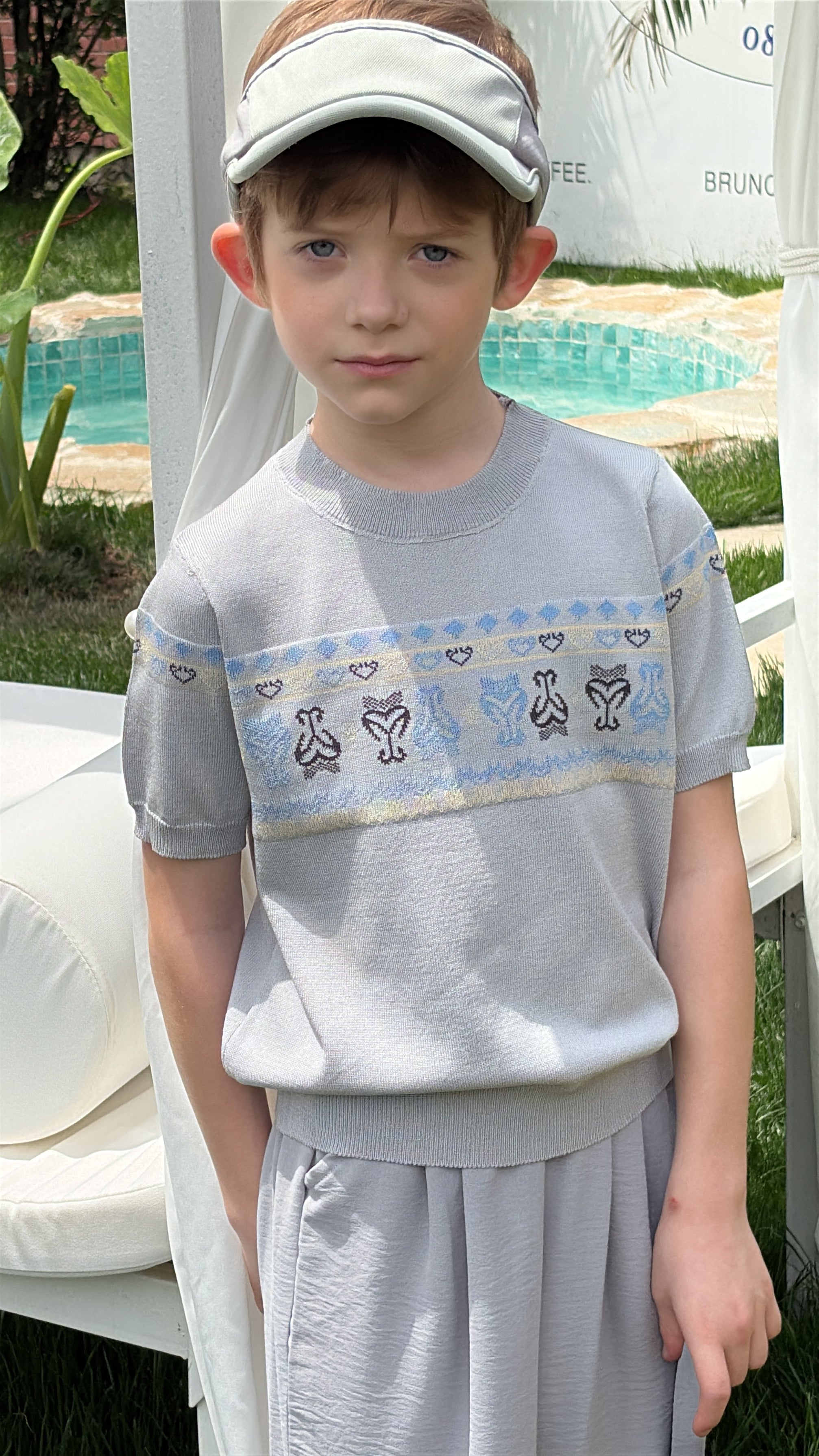 “Summer Weave” Ice Silk Knit Tee – Breathable & Unisex | Uyghur-Inspired Pattern