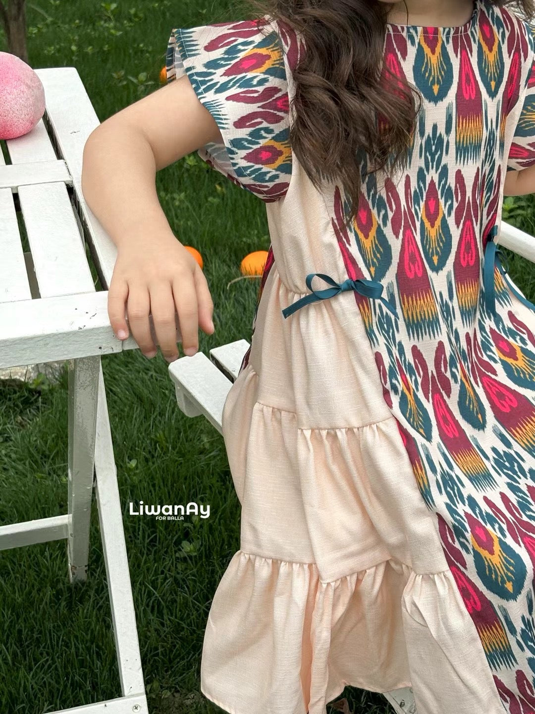 Limited Edition Princess Dress – Ikat Colorblock Style