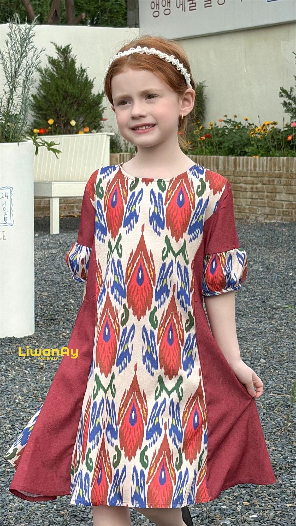 Princess Bow Ikat Dress – Royal Red Atlas Edition