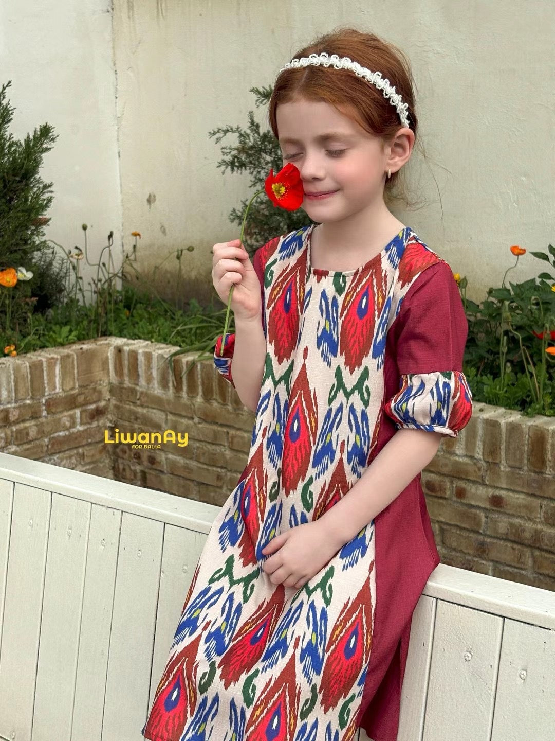 Princess Bow Ikat Dress – Royal Red Atlas Edition