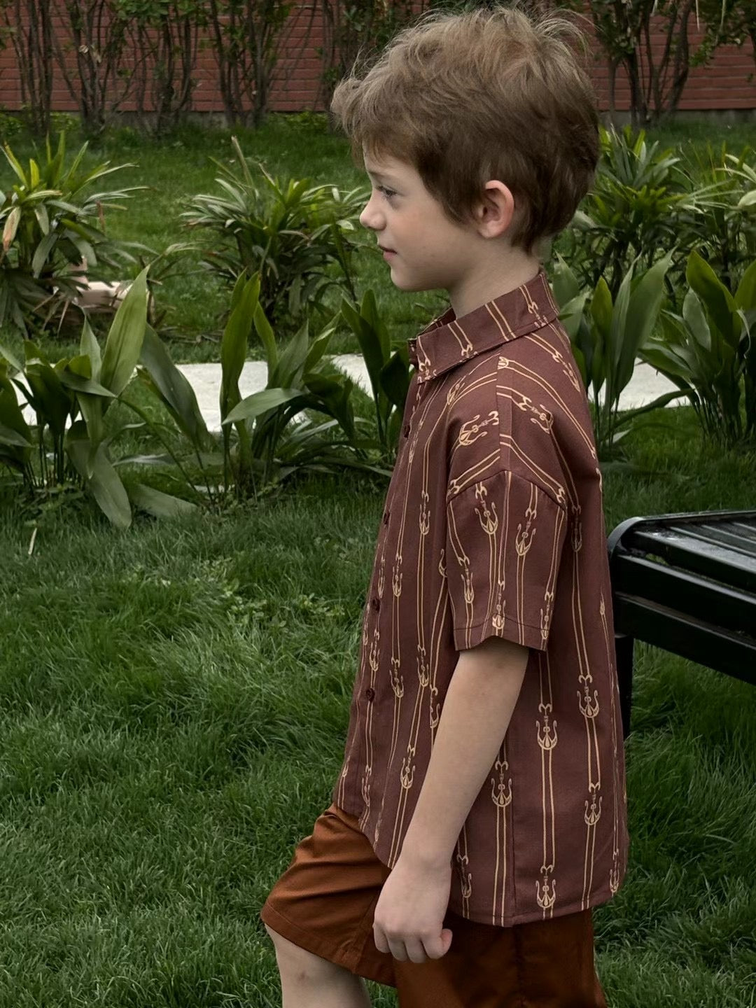 “Heritage Lines” Boy's Ikat  /Atlas Shirt – Cotton | Uyghur-Uzbek Cultural Fusion