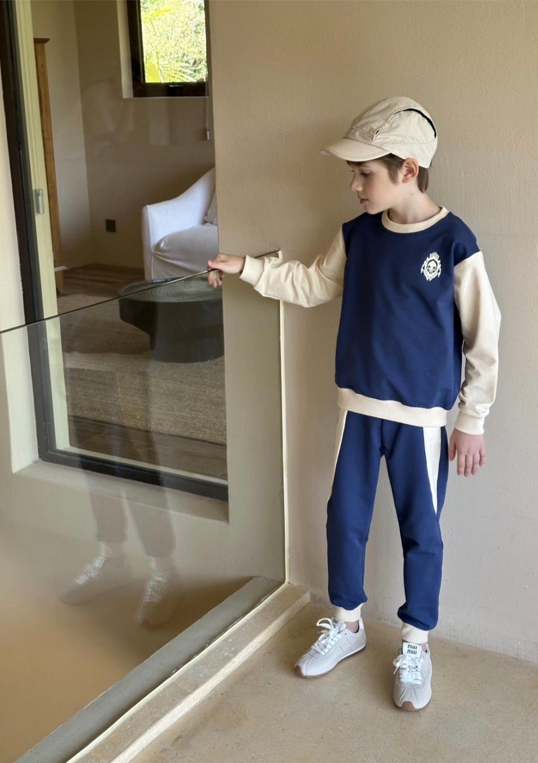 Navy Contrast Sweatshirt Set