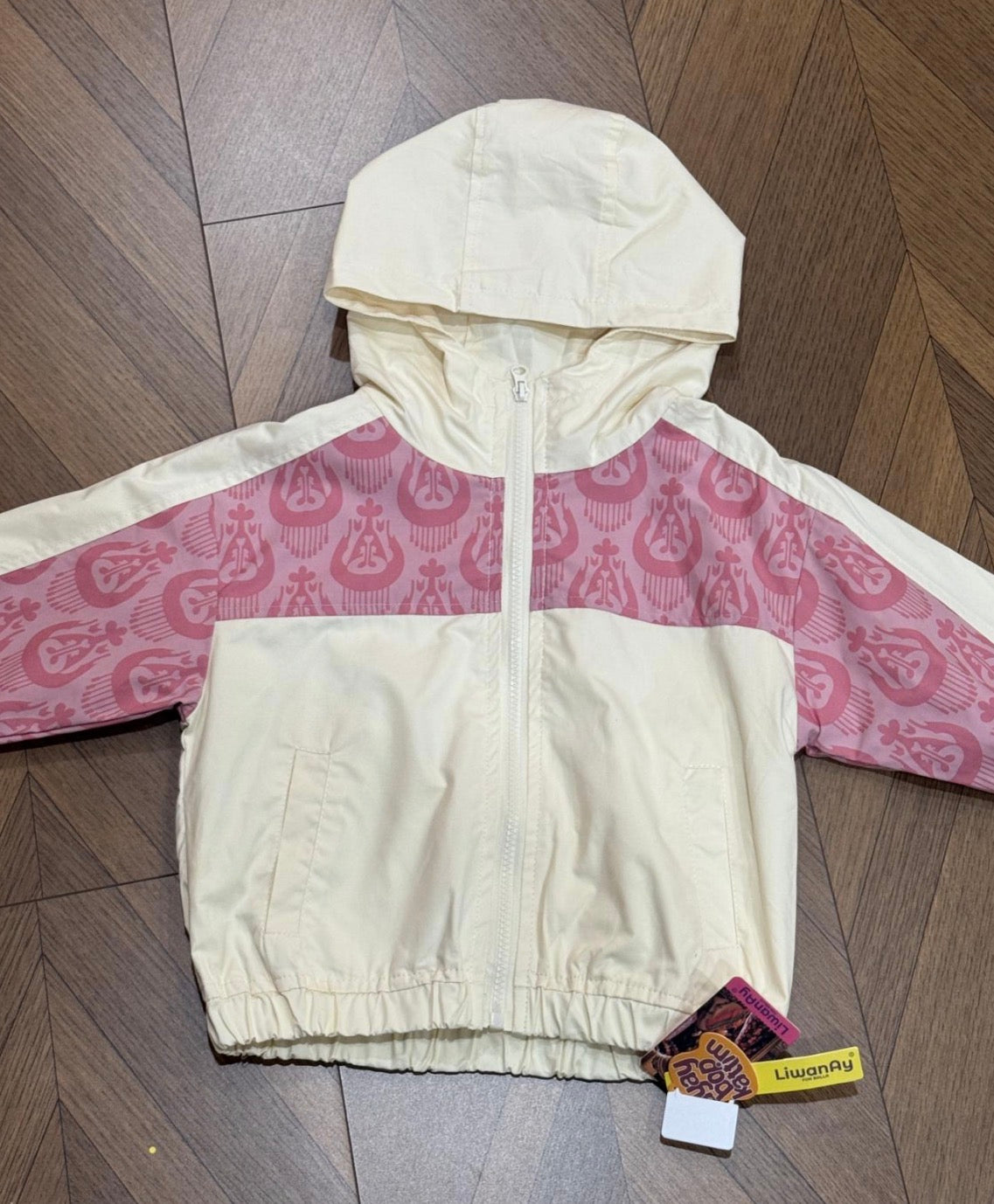 Pink & White Ikat Windbreaker Jacket