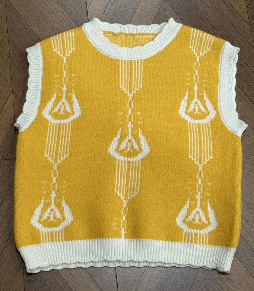 Yellow Ikat Knit Vest — Family Matching Edition