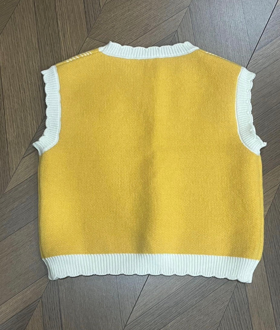 Yellow Ikat Knit Vest — Family Matching Edition