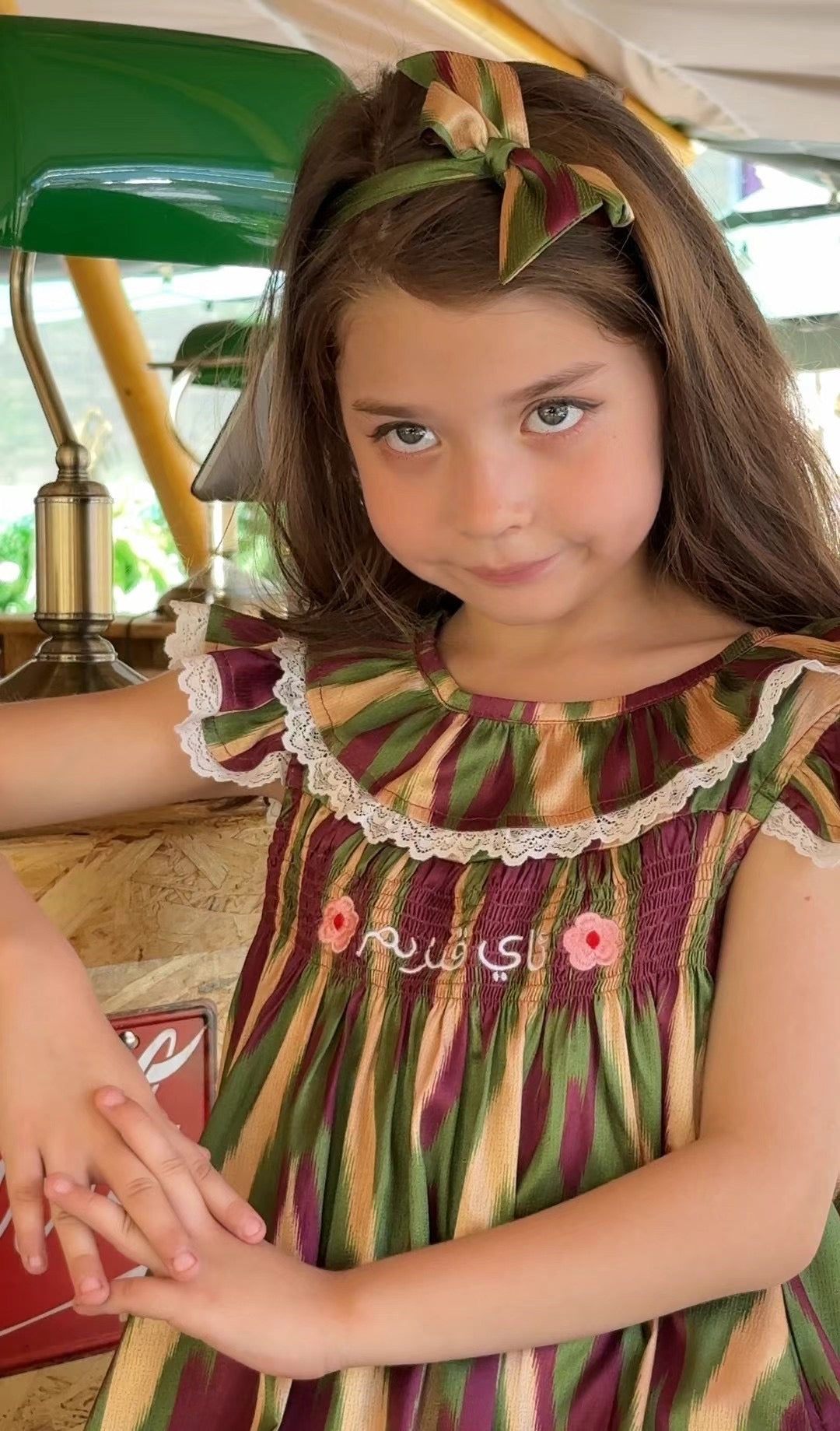 Atlas Girls Embroidered Atlas Print Dress – “Ay Qizim” Vintage Sleeveless Style