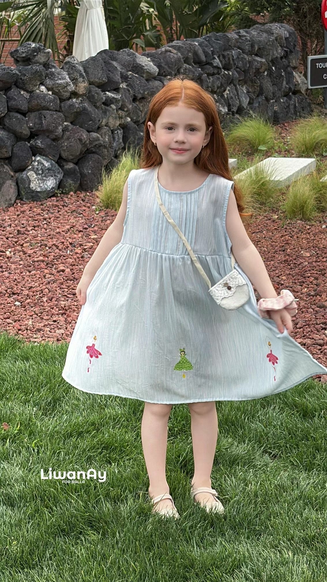 Limited Edition Cotton Princess Dress – Sky Blue / Ivory