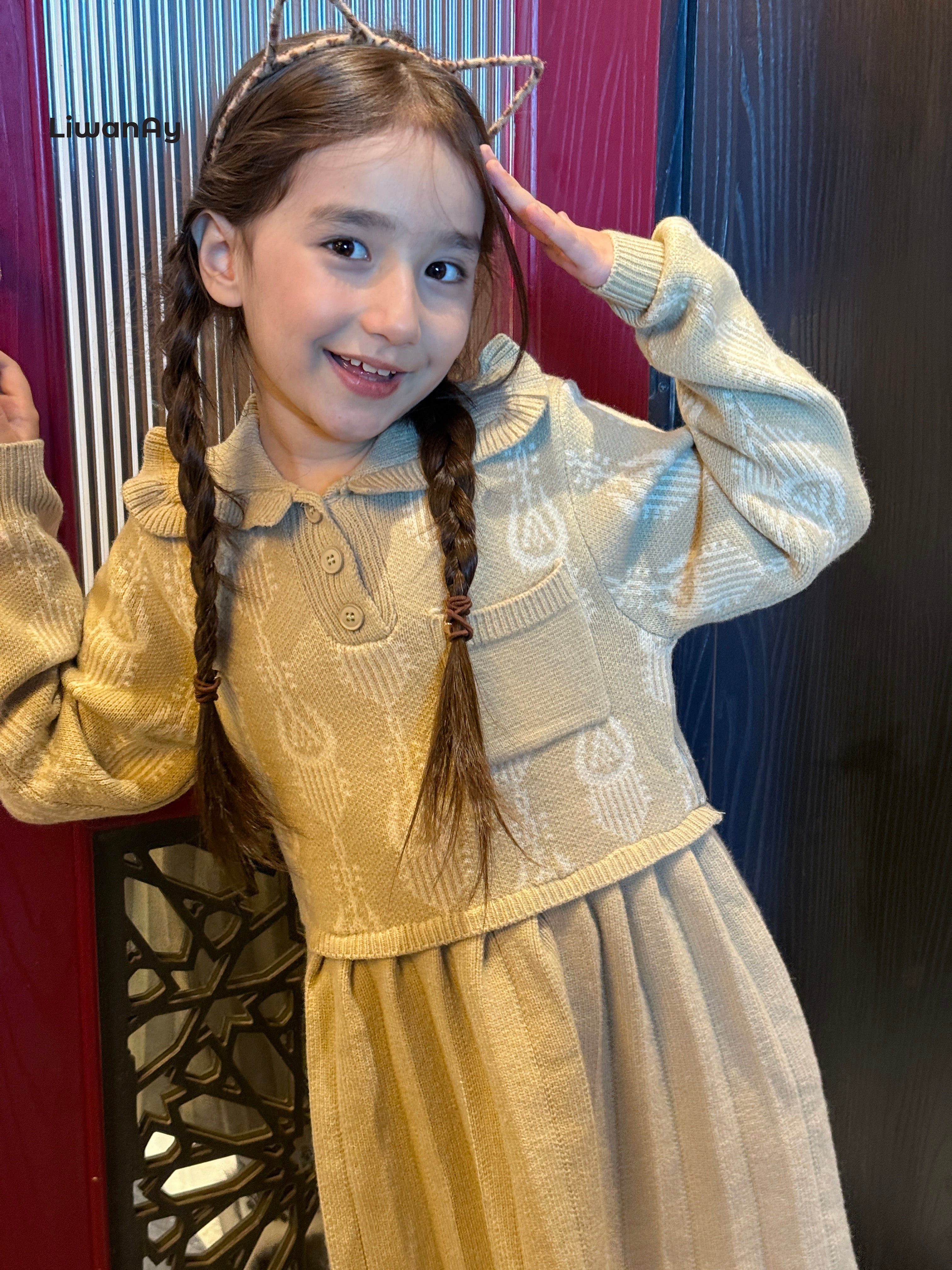 Atlas Knit Long Sleeve Dress for Girls