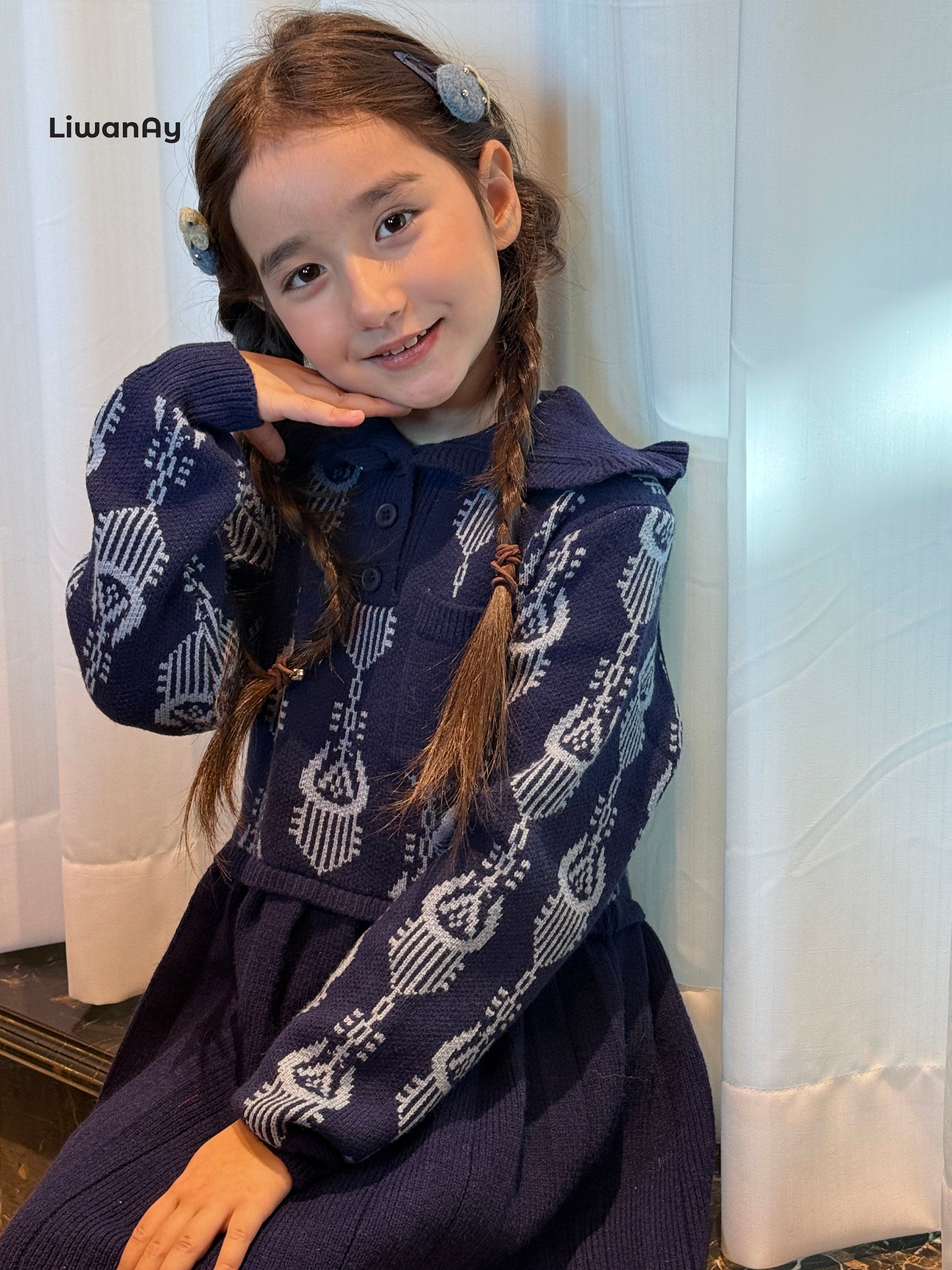Atlas Knit Long Sleeve Dress for Girls