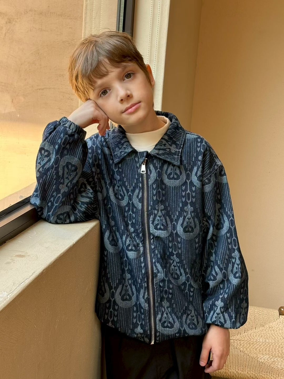 Atlas/Ikat Denim Pattern Jacket