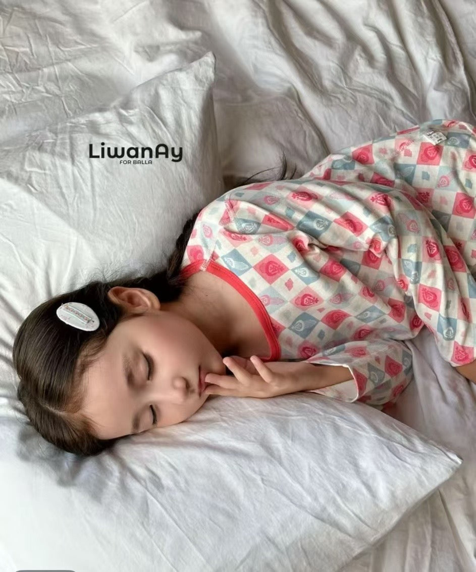 Atlas Pattern Kids Cotton Pajama Set